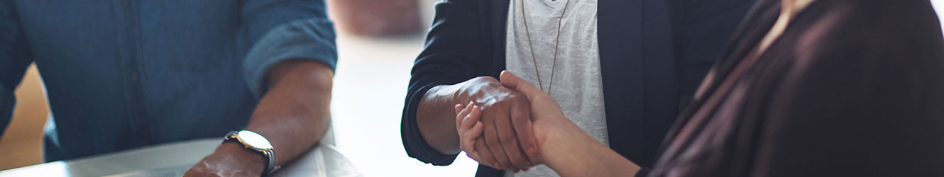 Two people shaking hands.